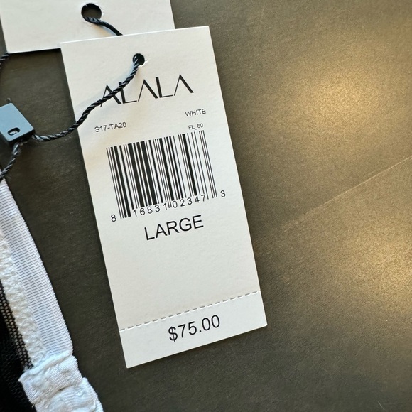 NWT Alala White Black Mesh Tank Top Size Large - Picture 2 of 3